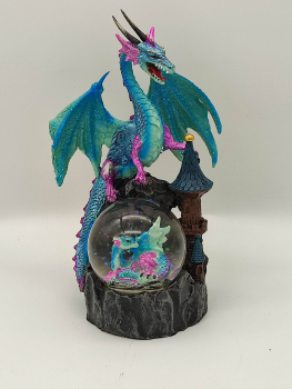 Glitterkugel Drache - blau 20cm